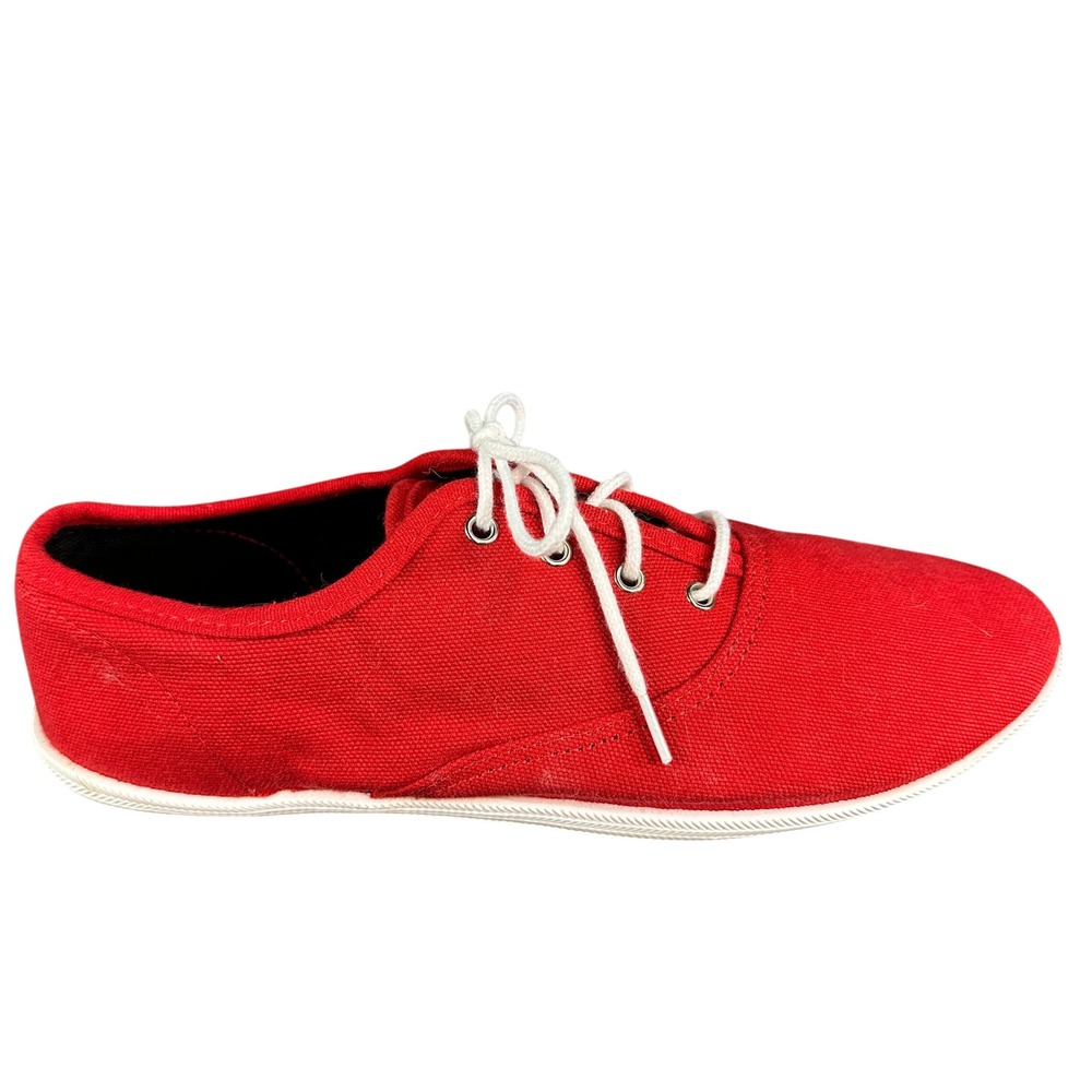 NYLA Premium Red Canvas Sneakers Low Top Lace Up Casual Shoes Womens